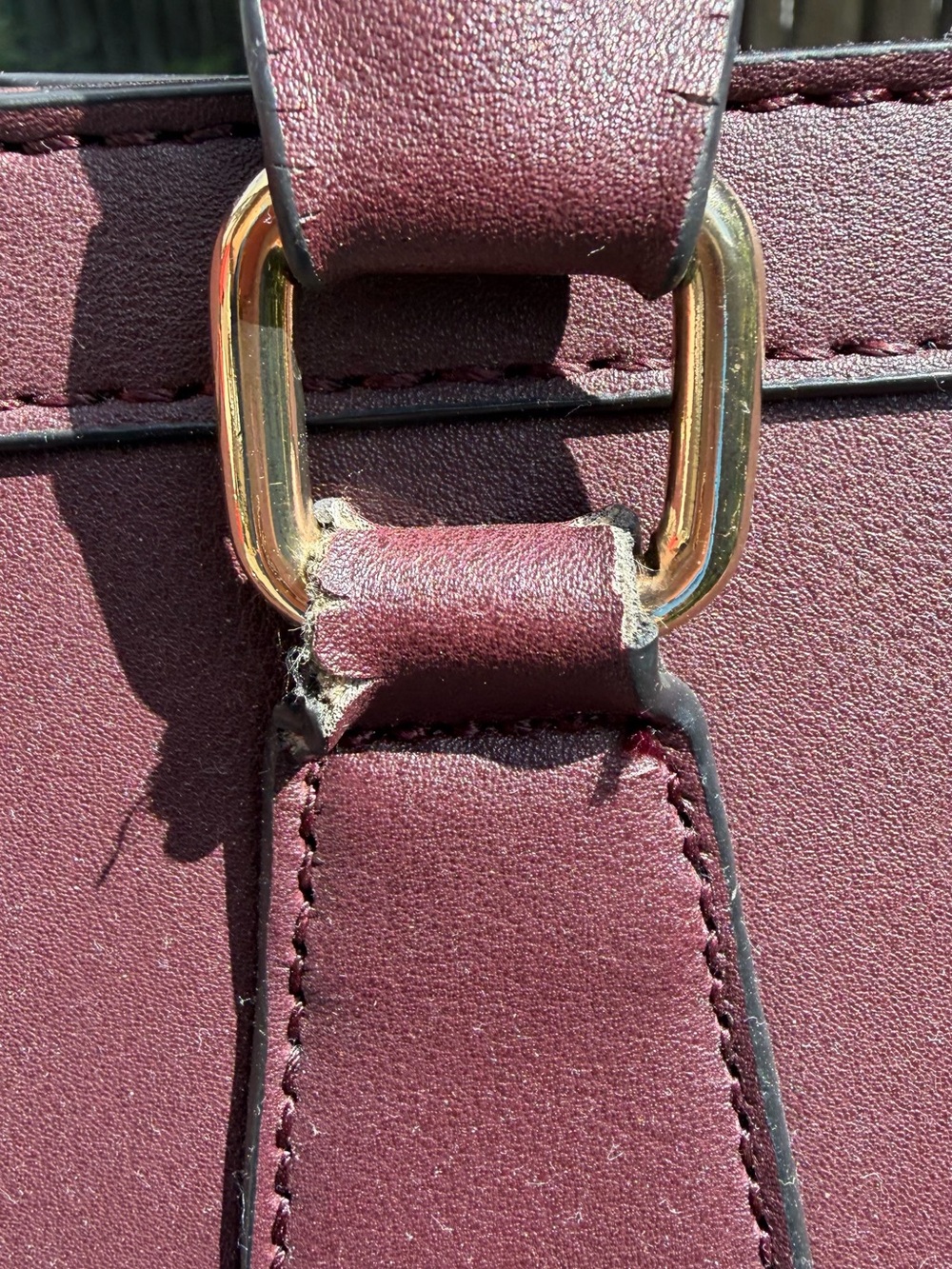 Aldo Burgundy Textured Satchel – Gold Hardware, Padlock Detail, Used - Picture 4 of 16